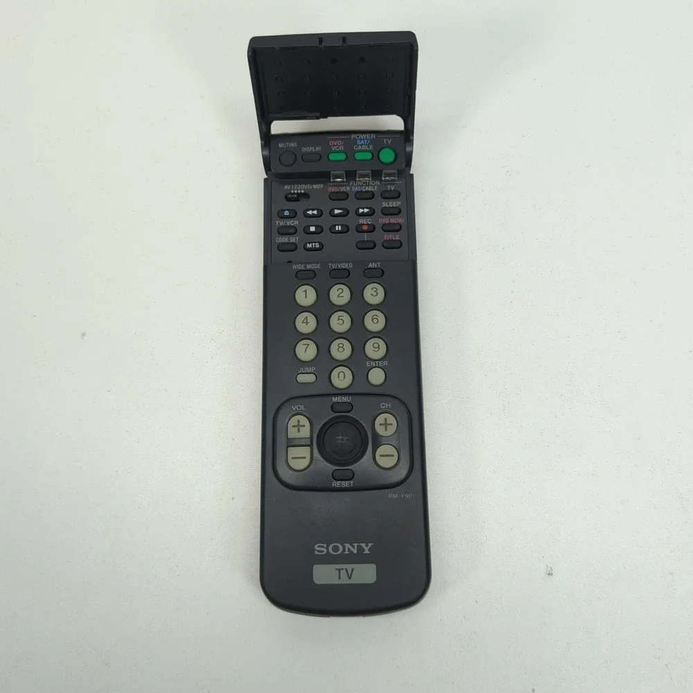 Sony RM-Y907 TV Remote Control DVD VCR SAT Cable Multi Device Flip Top Black